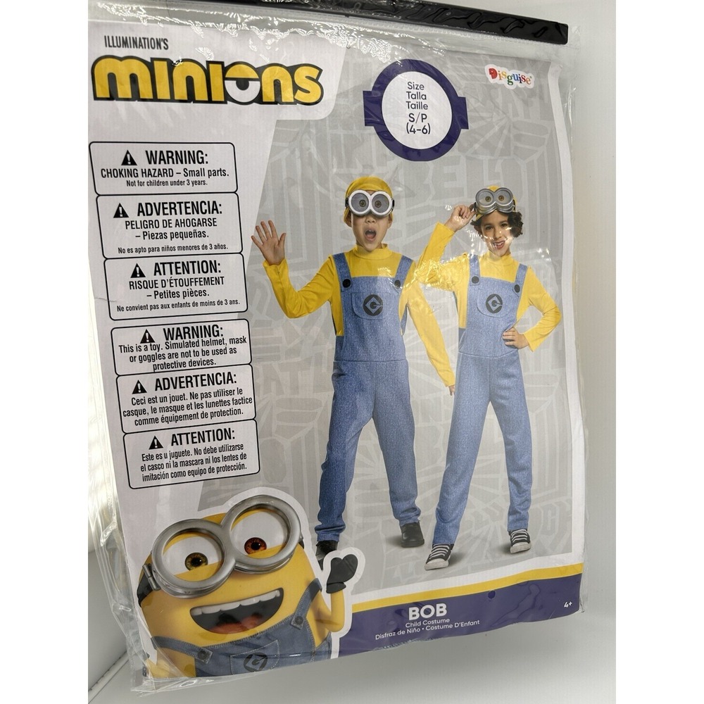 Bob Minions Costume for Kids, Official Minion Jumpsuit Outfit, Goggles, & Hat